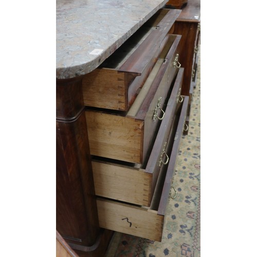 369 - French antique walnut commode chest of drawers - Approx size: W: 124cm D: 60cm H: 93cm