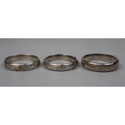 18 - 6 Hallmarked silver engraved bangles