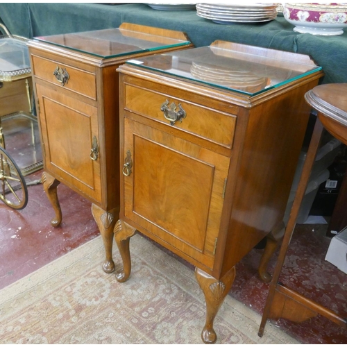 208 - Pair of walnut bedside cabinets