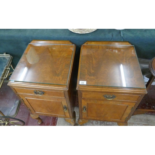 208 - Pair of walnut bedside cabinets