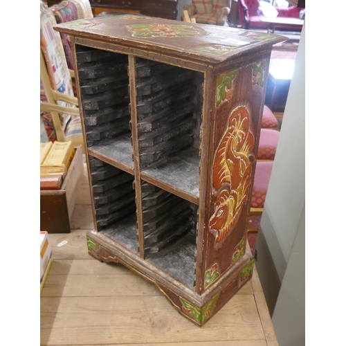 214 - Carved and hand pained media unit