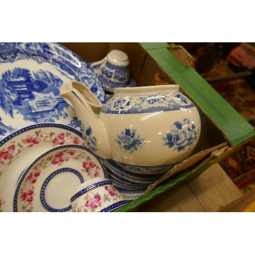 217 - Large collection of blue and white china