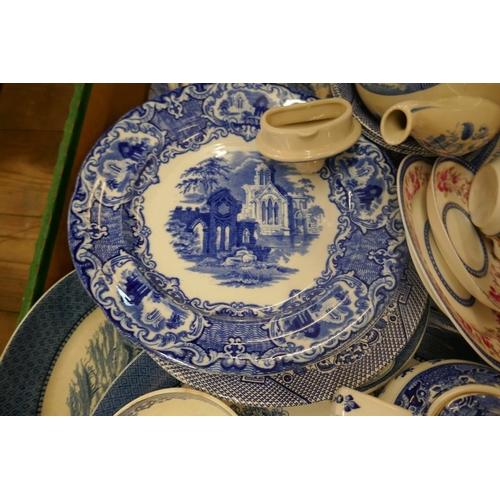 217 - Large collection of blue and white china