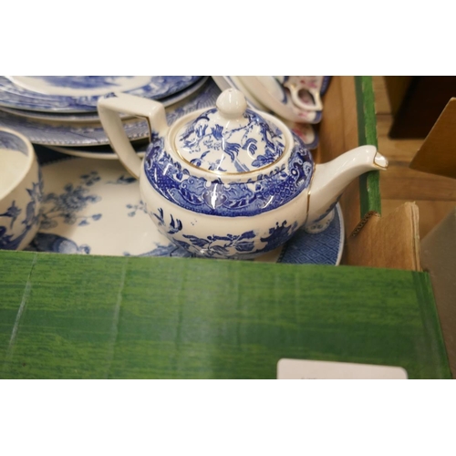 217 - Large collection of blue and white china