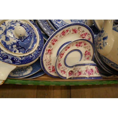 217 - Large collection of blue and white china