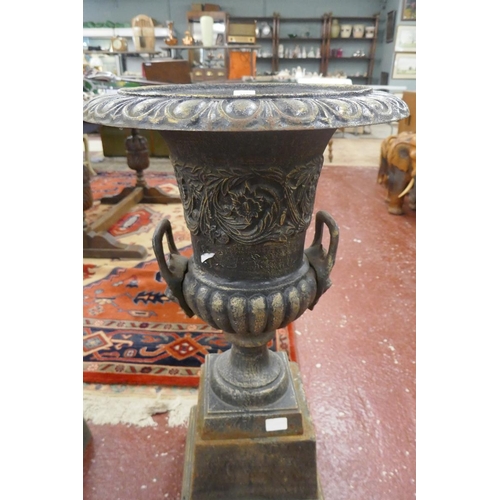 383 - Pair of large cast iron urns - Approx Height 85cm