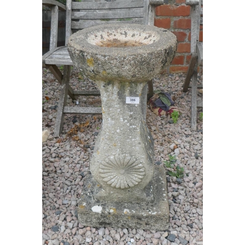 386 - Stone bird bath - Height approx 66cm