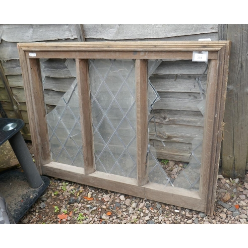 394 - Oak window frame - contains broken glass