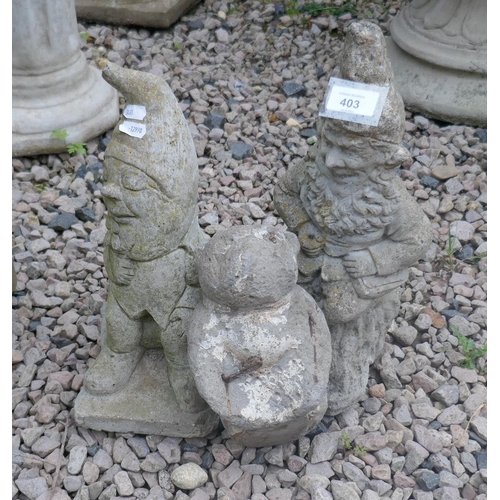 403 - 2 stone gnomes and bulldog