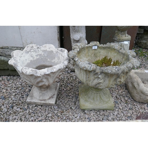 414 - 2 stone pedestal planters