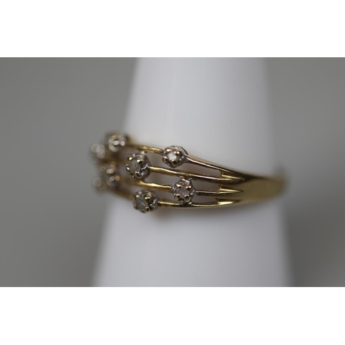 55 - Gold scattered diamond set ring - Size P