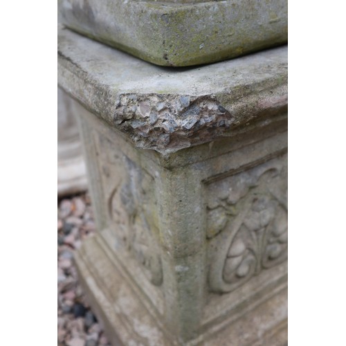 405 - Stone pedestal planter on plinth - Approx Height 85cm