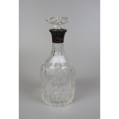 16 - Silver topped cut glass decanter