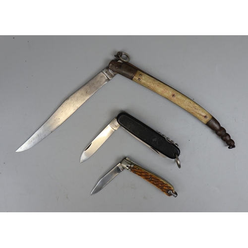 114 - Antique vendetta corsica folding knife together with 2 other pocket knives