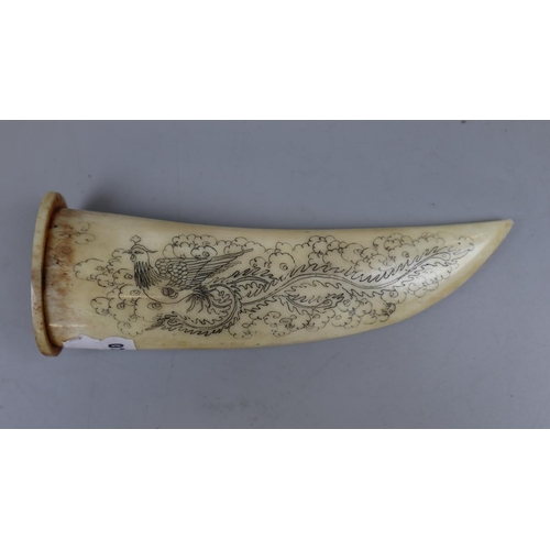 115 - Scrimshaw knife adorned with dragon and phoenix