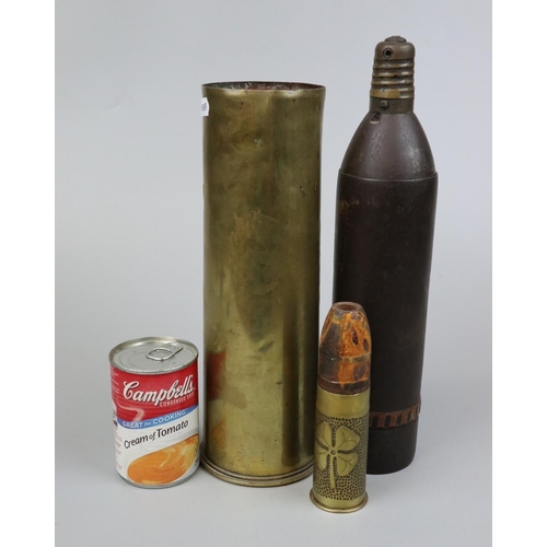 123 - WW1 shell casing together with trench art
