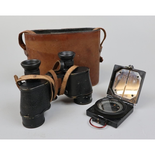 136 - Military issue binoculars and compass