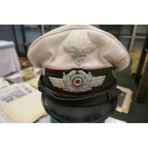 154 - Genuine Luftwaffe senior NCO white cap with embroidered badge