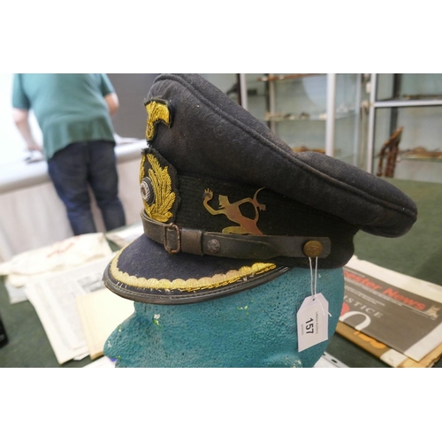 157 - Genuine U-boat Commander's cap with running devil insignia