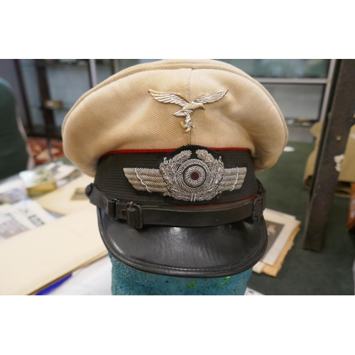 158 - Genuine Luftwaffe senior NCO cap with metal cap badge