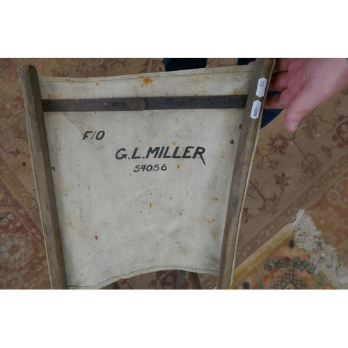 170 - Vintage RAF folding chair (distressed) - F/O G. L.  Miller 54056