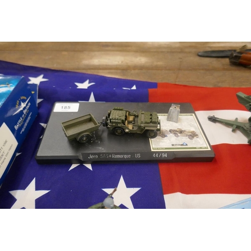 185 - Collection of military vehicles to include Dinkey etc. together with an American Star Spangled Banne... 