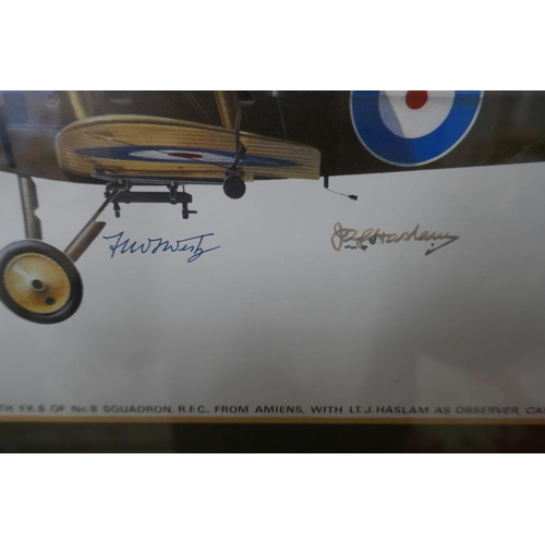 186 - Signed print - Armstrong Whitworth F.K.8 of No.8 R.F.C from Amiens with Lt. J. Haslam as observer. C... 