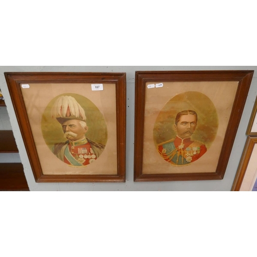 187 - 2 framed prints of Lord Kitchener and Lord Roberts