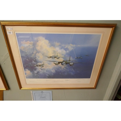 192 - Signed L/E print by Frank Wootton - Mosquito published to mark the 50th anniversary of the maiden fl... 