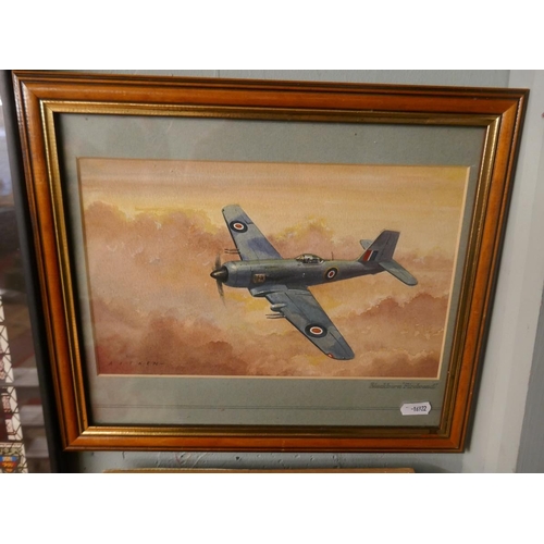 193 - Collection of military aircraft watercolours and prints etc.