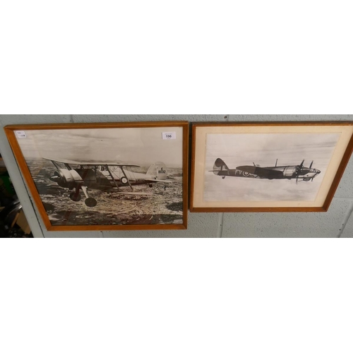 196 - 2 military aircraft photographs in frames