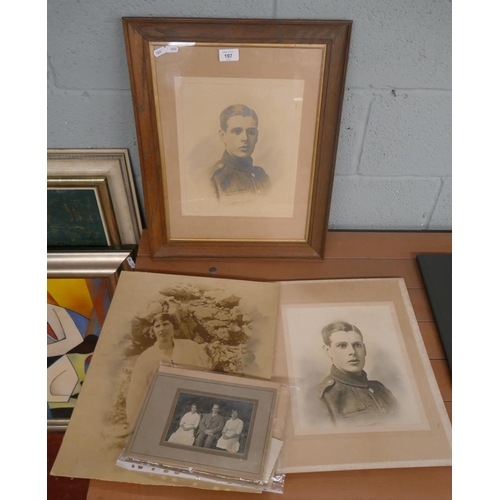 197 - Photo of gentleman in uniform together with family photographs