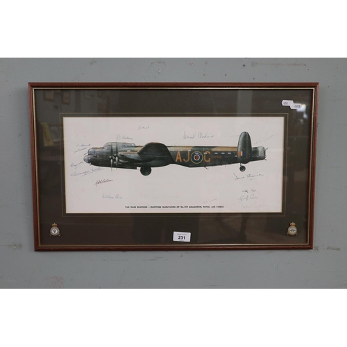 231 - Signed print - The Dam Busters wartime survivors of 617 squadron - Many of the Dam Busters signature... 