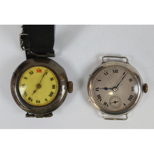 264 - 2 hallmarked silver WW1 trench watches