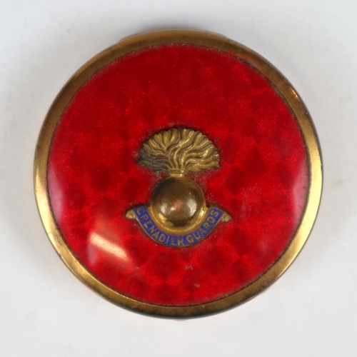 270 - Wartime gift from brother to sister - Compact with Grenadier Guards insignia