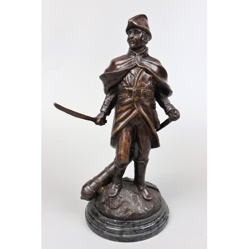 272 - Bronze sculpture of a French General on marble base signed Boucher