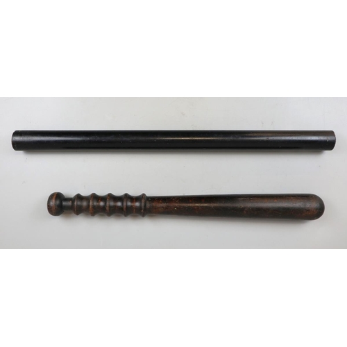 279 - Vintage truncheon together with ebonised baton