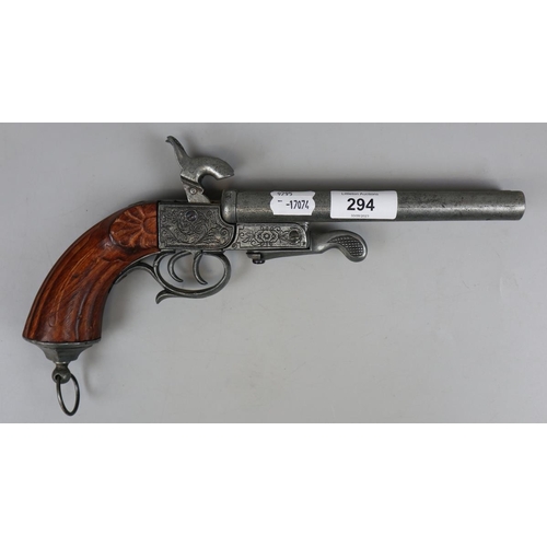 294 - Reproduction double barrel flintlock pistol