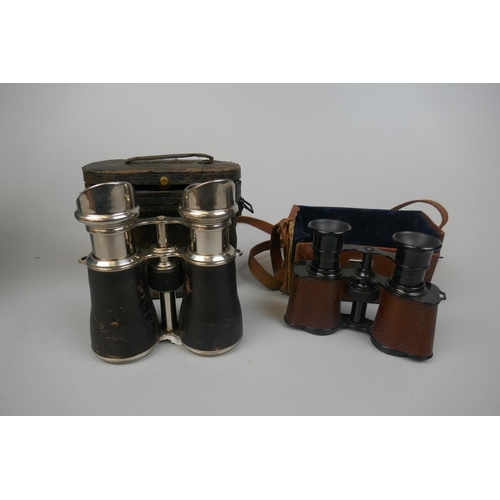 308 - Pair of field glasses in original case together with another marked Chevalier Paris