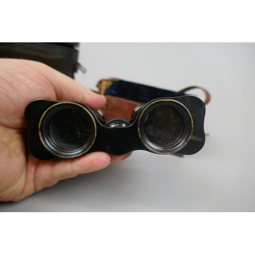 308 - Pair of field glasses in original case together with another marked Chevalier Paris