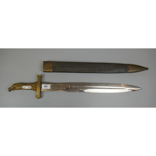 320 - Pioneers eagle handled short sword in sheath