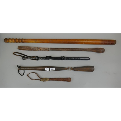 324 - Collection of clubs and coshes