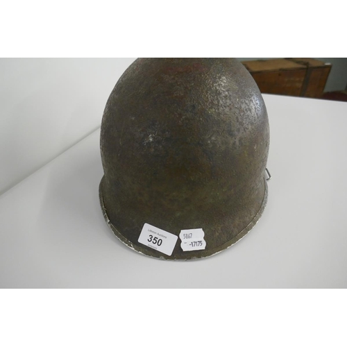 350 - American WW2 M1 combat helmet with liner