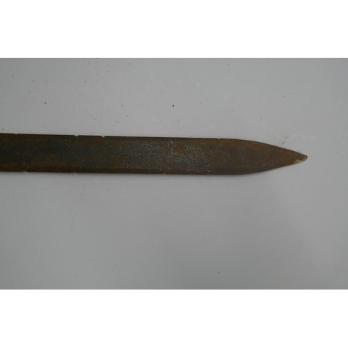 363 - Victorian copy of a 2 handed German sword - L: 128cm approx