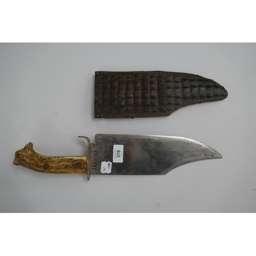 378 - Extra large Bowie knife with antler handle