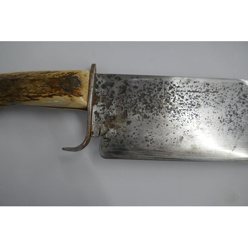 378 - Extra large Bowie knife with antler handle