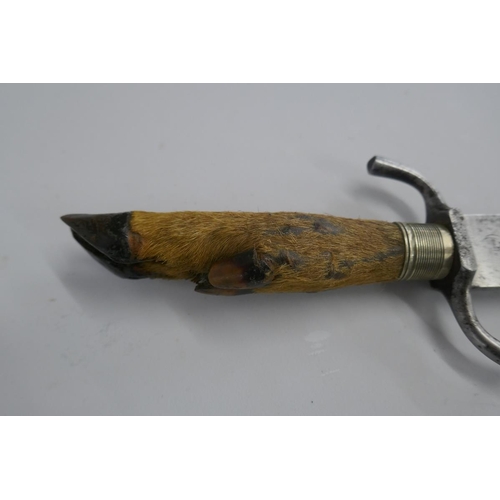 382 - WW1 German fighting knife with deers foot handle