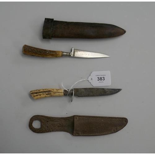 383 - 2 German antler handled knives