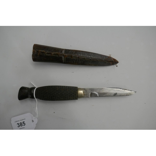 385 - WW1 knife in sheath marked WR Fagan and Son