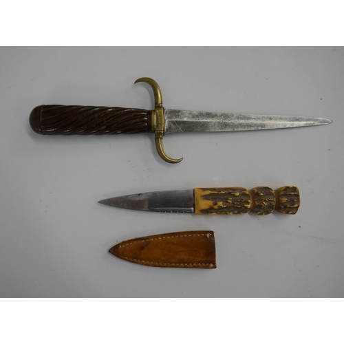 386 - Sgian dubh together with a fighting knife